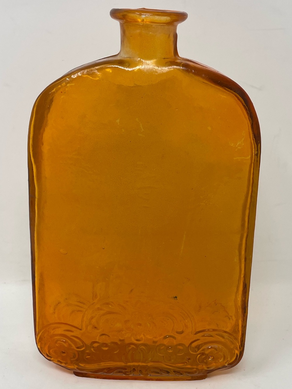 Vintage Flash Glass Flask Bottle Amber Home Art Accent